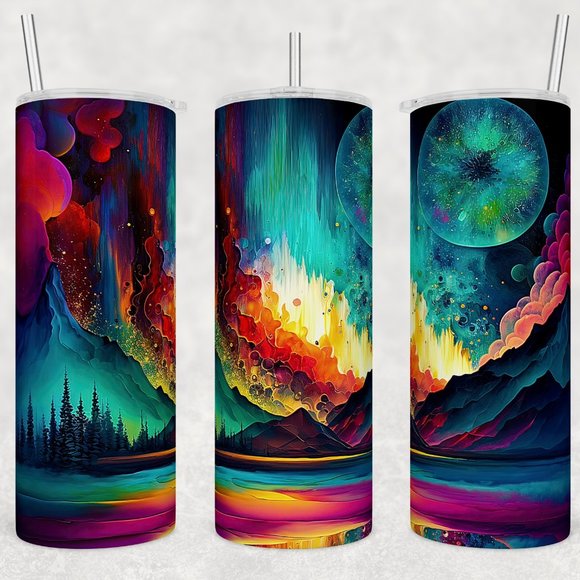 Northern Lights 20oz Stainless Steel Tumbler with Straw - Picture 1 of 1